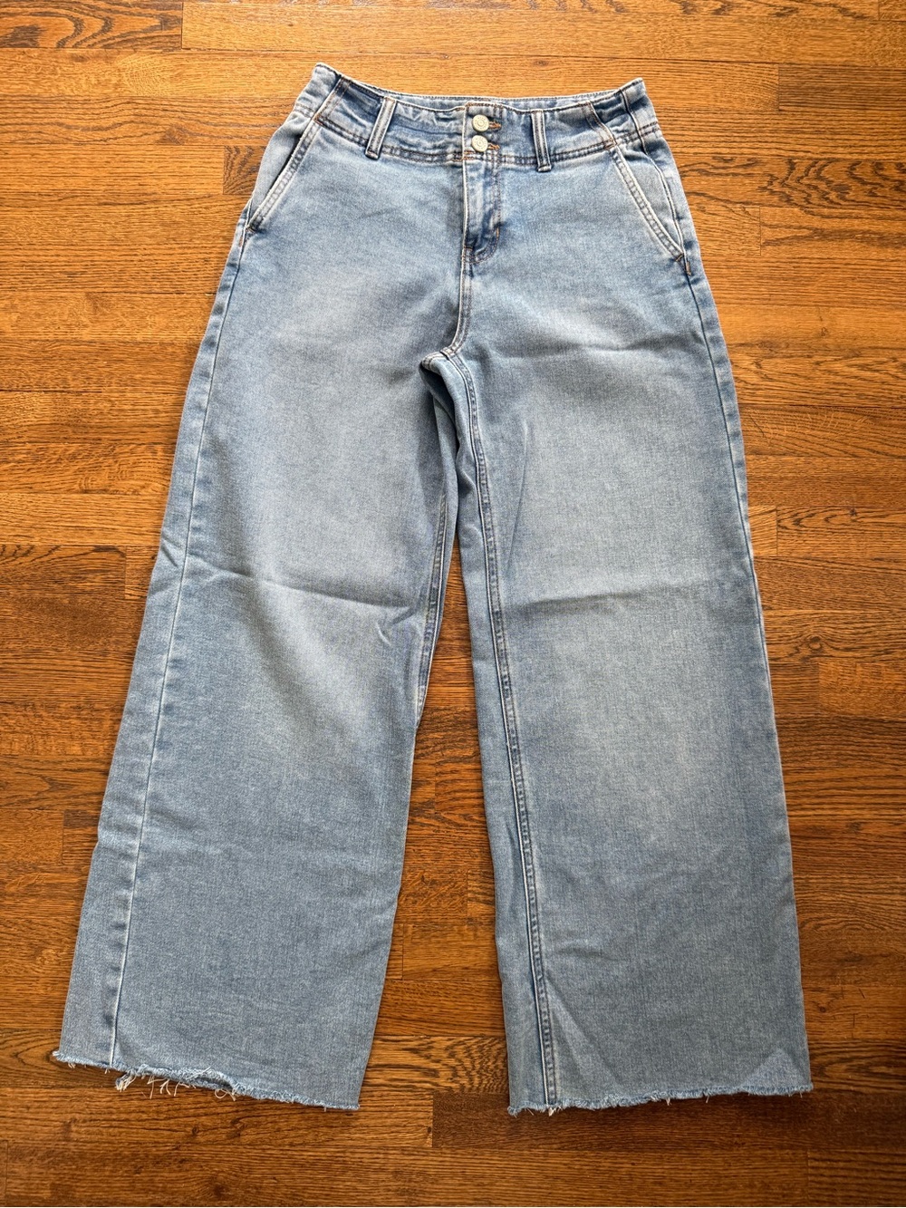 BCBG Light Wash Wide-Leg High Rise Jeans